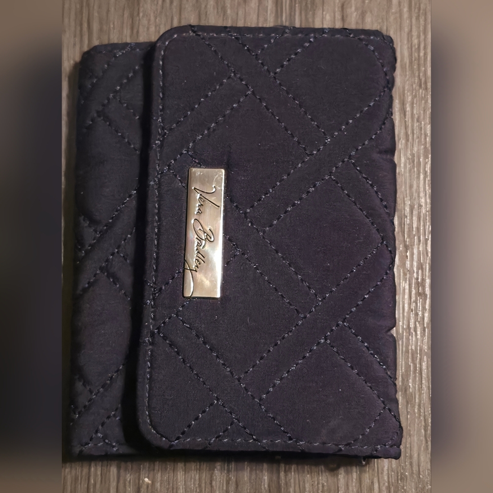 Vera Bradley Black Quilted Wallet with Silver Accent